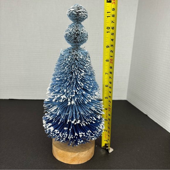 Anthropologie 12" Tilly Bottle Brush Tree Snow Flocked Glitter Beautiful Blue - Picture 8 of 8